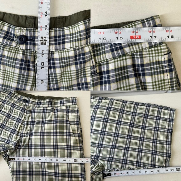 Men's Flat Front Reversible Chino Shorts Green Plaid Size 34 - Picture 7 of 9